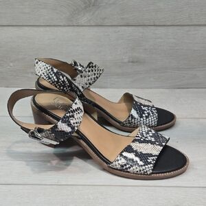 Anthropologie Franco Sarto Snakeskin Pattern Sandals Open Toe Heels Shoes 8M